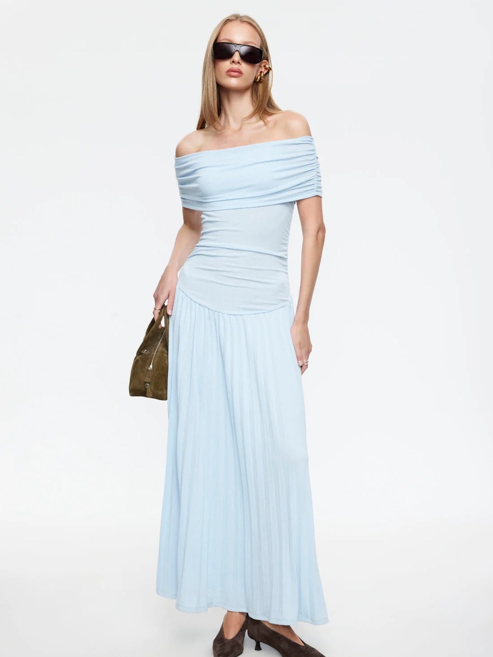 Lioness Light Blue Off-Shoulder Maxi / Maternity Dress